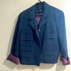 Blue crop jacket from the Limited.